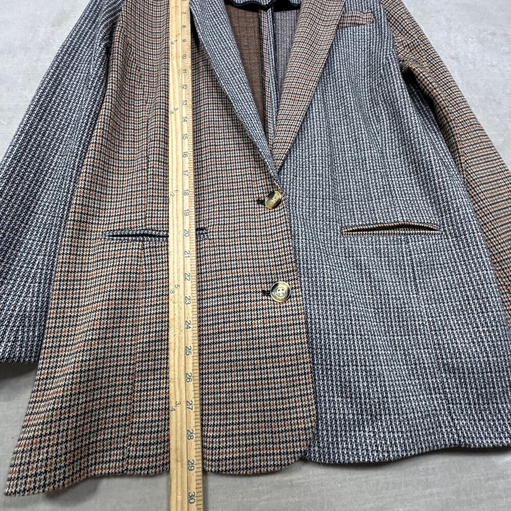 Vtg SO Colorblock Oversized Plaid Blazer Jacket Small Statement Retro Patchwork - Picture 6 of 7
